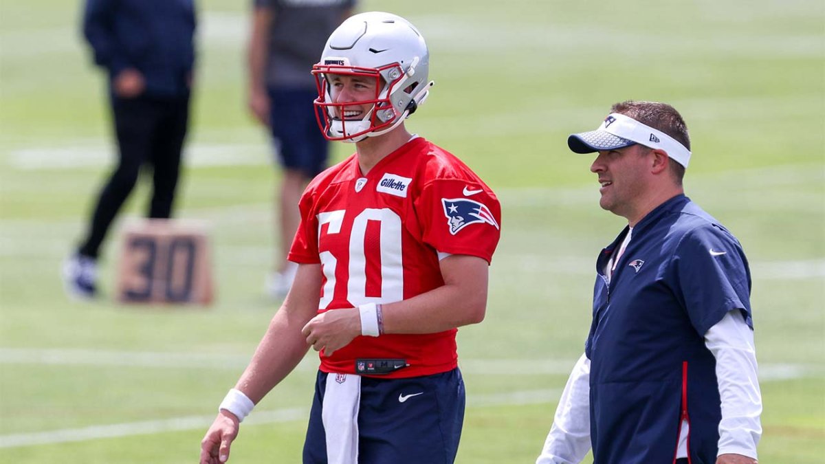 Why is QB Mac Jones wearing No. 50 during Patriots training camp?