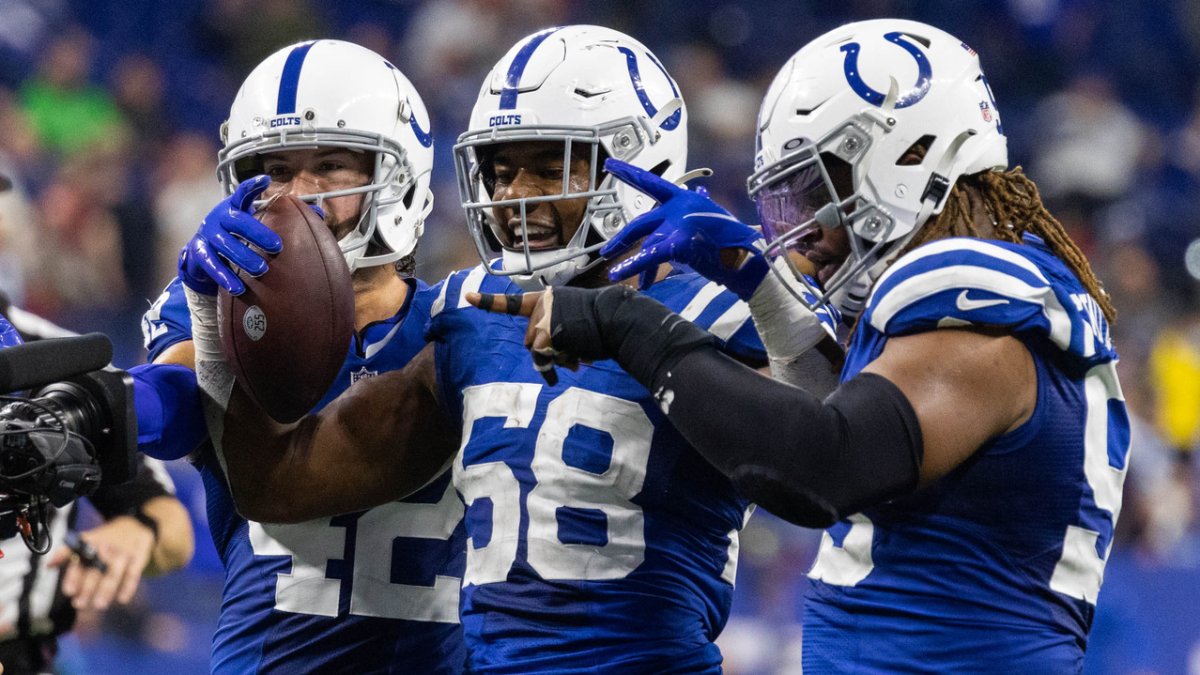 Indianapolis Colts linebacker Bobby Okereke (58) is seen before an