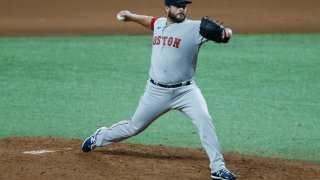 Aug 4, 2020; St. Petersburg, Florida, USA; Boston Red Sox relief pitcher Ryan Brasier (70) throws a pitch against the Tampa Bay Rays during the seventh inning at Tropicana Field. Mandatory Credit: Reinhold Matay-USA TODAY Sports