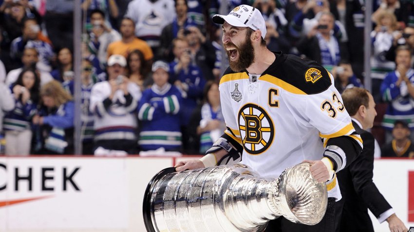 VANCOUVER, BC – JUNE 15: Zdeno Chara #33 of the Boston Bruins celebrates with the Stanley Cup after defeating the Vancouver Canucks in Game Seven of the 2011 NHL Stanley Cup Final at Rogers Arena on June 15, 2011 in Vancouver, British Columbia, Canada. The Boston Bruins defeated the Vancouver Canucks 4 to 0. (Photo by Harry How/Getty Images)