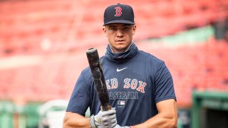 BOSTON, MA – AUGUST 31: Bobby Dalbec #29 of the Boston Red Sox looks on before a game against the Atlanta Braves on August 31, 2020 at Fenway Park in Boston, Massachusetts. The 2020 season had been postponed since March due to the COVID-19 pandemic. (Photo by Billie Weiss/Boston Red Sox/Getty Images)