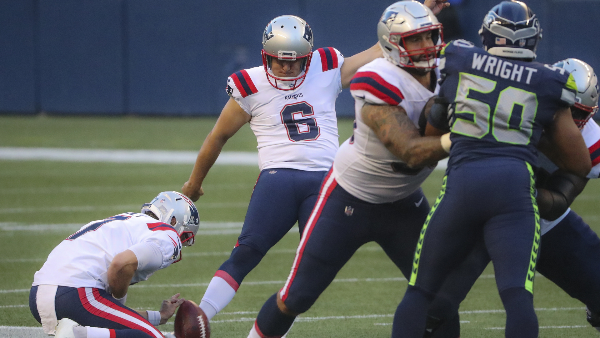 <p>Travis Homer broke through New England's kick coverage unit for a 44-yard return early in the second quarter, forcing Jake Bailey to make the tackle to prevent it from going any farther. Nick Folk missed a 51-yarder, a missed opportunity to bump this grade up. J.C. Jackson was called for a hold on a punt return. Just not an all-time day from this unit. Bailey did wallop a 57-yard punt in the second, though, that helped erase the extra yards the Patriots gave up on the long Homer return.</p>