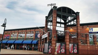 LOWELL, MA – JUNE 18: The exterior of LeLacheur Park in Lowell, MA, home of the Lowell Spinners minor league baseball team, is pictured on the day of the team’s home opener, June 18, 2018. (Photo by Jim Davis/The Boston Globe via Getty Images)