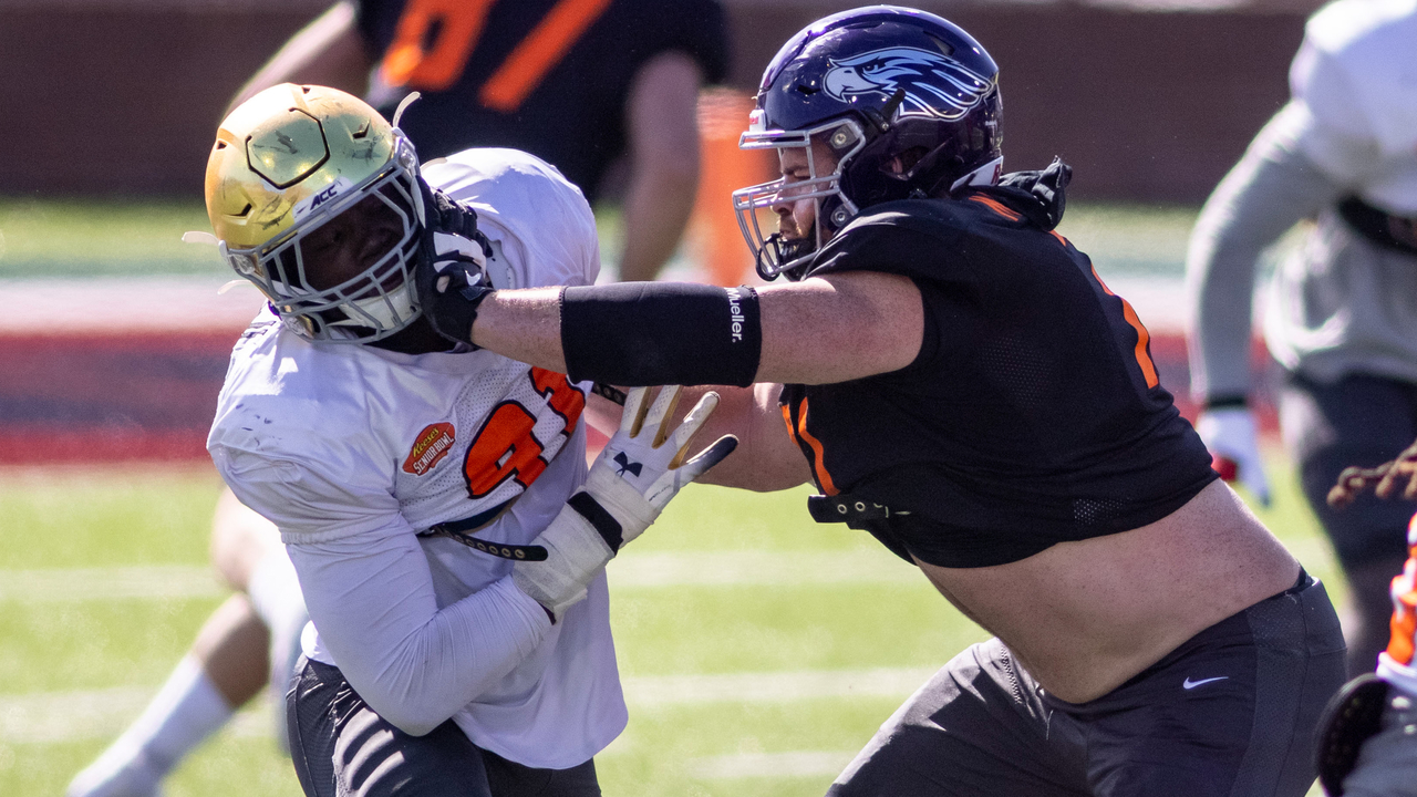 <p><strong>Height, weight</strong>: 6-foot-3, 320 pounds</p>
<p>One of the most entertaining "risers" in this class to watch, Meinerz exploded onto the scene at the Senior Bowl. In the process of showing off his meme-able flowing locks and prodigious gut -- he was nicknamed "The Gut" in high school -- the Division III product dominated defensive players from some of the biggest programs in the country. No surprise there, he's an elite athlete, having posted a 4.99-second 40, a 32-inch vertical, a 111-inch broad and extremely quick shuttle (4.58 seconds) and three-cone (7.54 seconds) times.</p>
<p>You can learn more about Meinerz <a href="https://www.youtube.com/watch?v=iR_-tfn48J4">in our conversation with him on The Next Pats Podcast</a>.<br />
</p>
<h5><a data-timestamp="1618189192" href="https://www.nbcsports.com/boston/patriots/prototypical-patriots-which-tight-ends-could-team-target-2021-nfl-draft?b"><strong>Perry's Prototypical Patriots: Tight ends</strong></a></h5>