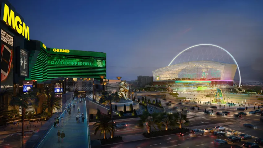 A rendering of the A’s potential ballpark in Las Vegas.