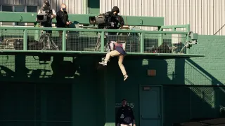 Sep 20, 2020; Boston, Massachusetts, USA; An unknown person disrupted the game against the Boston Red Sox and New York Yankees in the eighth inning at Fenway Park. He was talked down and taken away. Mandatory Credit: David Butler II-USA TODAY Sports