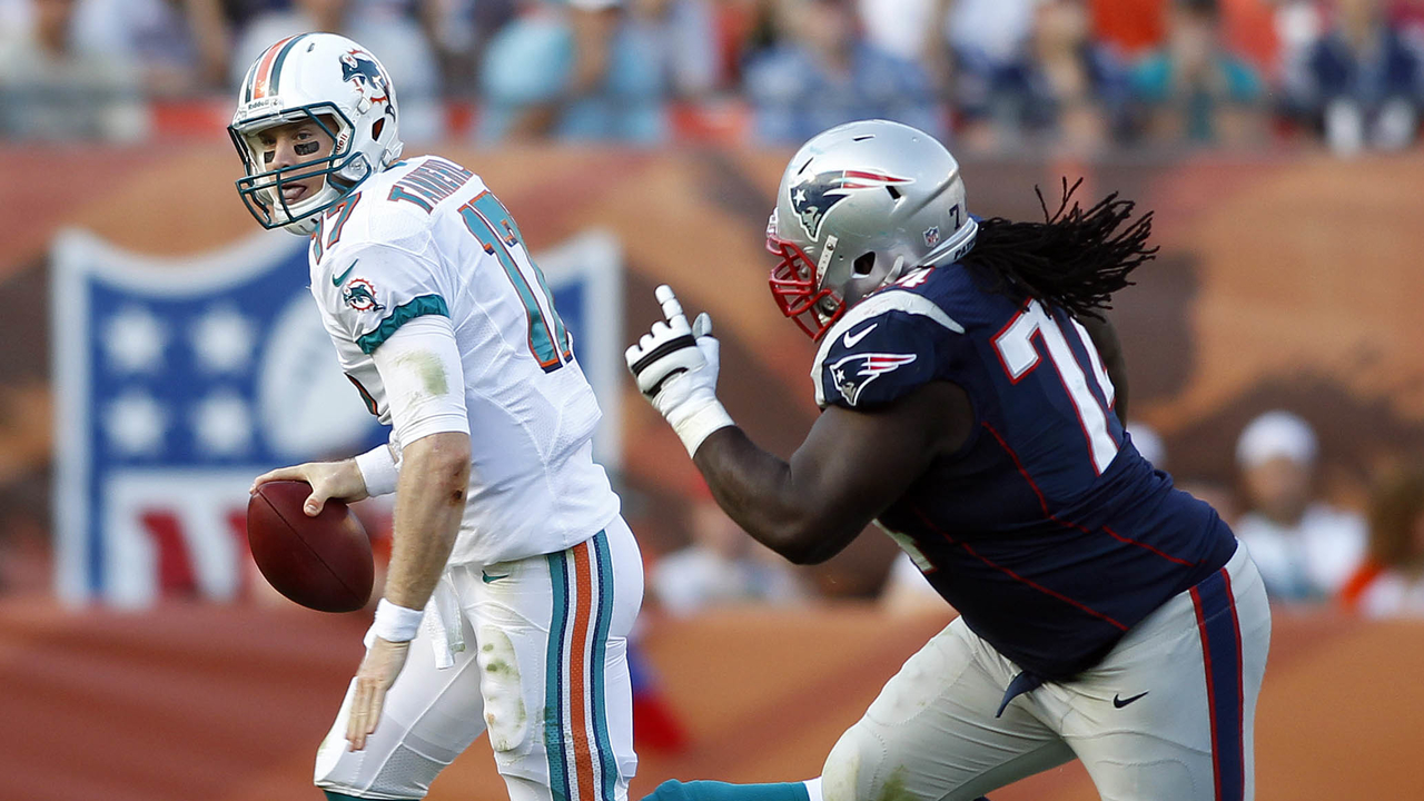 <p><strong>Week 13: Patriots 23, Dolphins 16 (</strong>13-for-29, 186 yards, 3 sacks, 66.2 QB rating)</p>
<p><strong>Week 17: Patriots 28, Dolphins 0</strong> (20-for-35, 235 yards, INT, 7 sacks, 65.8 QB rating)</p>
<p>Ryan Tannehill got the best of the Patriots in his last matchup against Bill Belichick -- a Wild Card win in Tom Brady's last game in New England -- but he had no success as a rookie, getting sacked a total of 10 times and losing two fumbles in a pair of losses.</p>