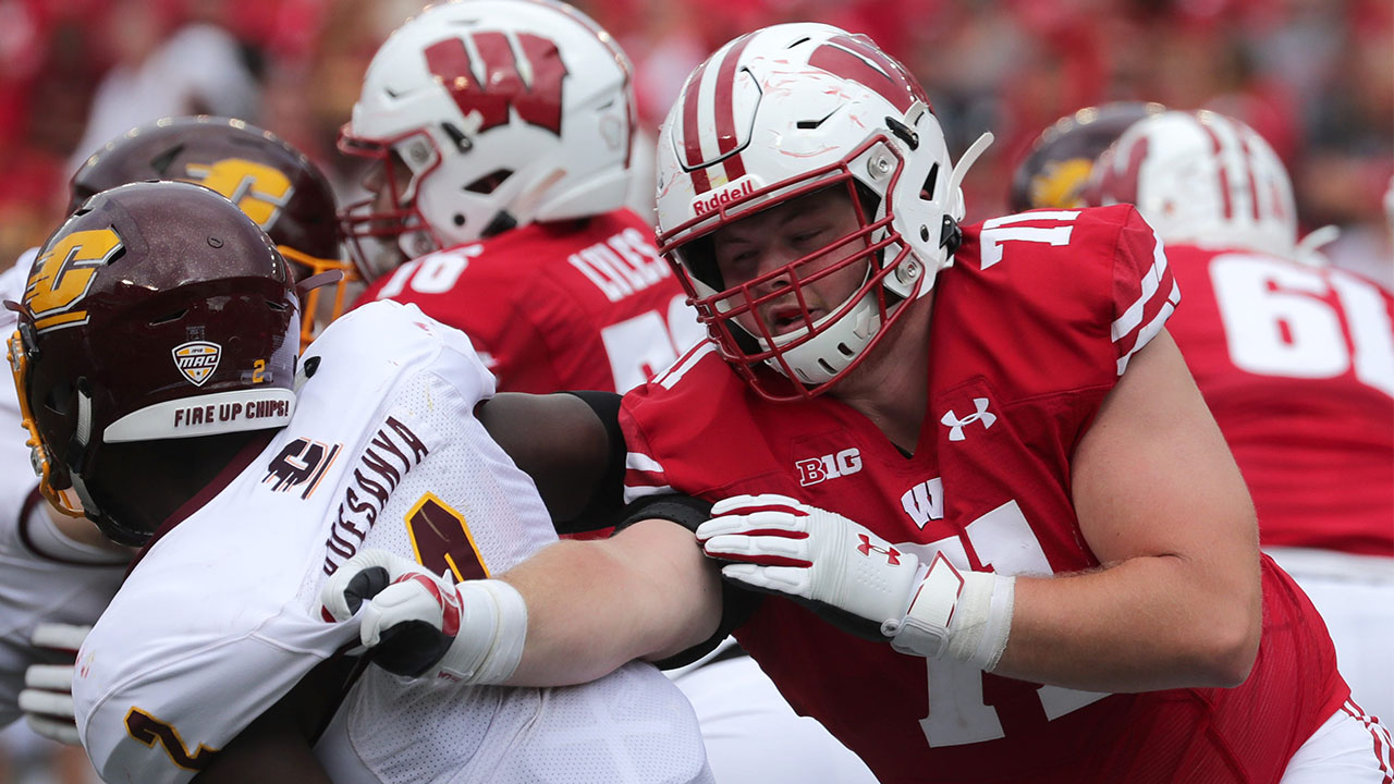 <p><strong>Height, weight</strong>: 6-foot-4, 305 pounds</p>
<p>Coming from a traditional offensive line factory with good athletic traits, Van Lanen is worthy of consideration for any team on Day 3. He jumped 30 inches in the vert and 107 inches in the broad at his pro day, plus he had a solid 5.12-second 40 that was helped by an excellent 1.69-second 10-yard split. He was named a First-Team All-Big 10 honoree last season, and he's a capable puller. He may be a priority free agent, but he checks enough Patriots boxes to land here.</p>