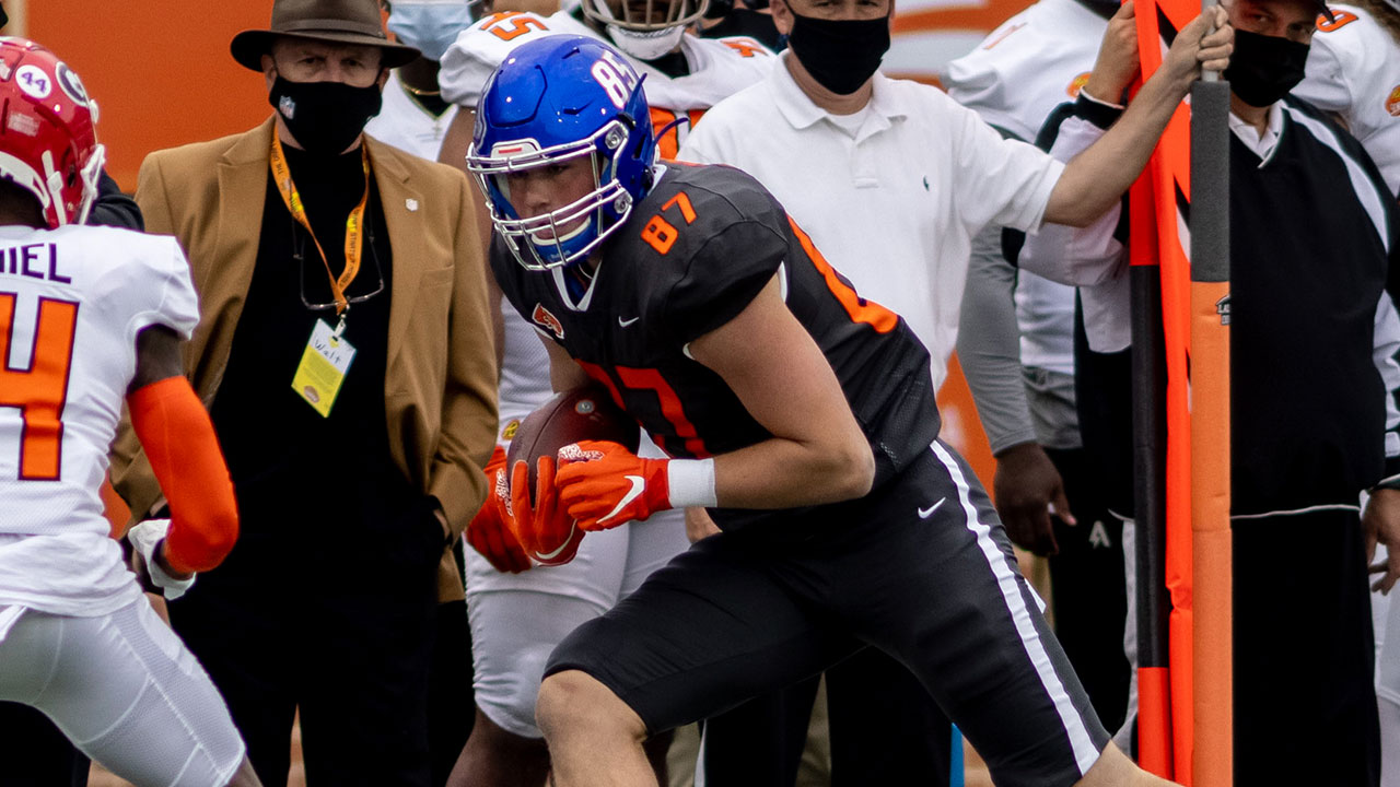 <p><em>6-foot-7, 245 pounds</em> </p>
<p>OK. Let's be honest. Davidson's coming from the Division 2 level. He's really light for someone with his height. And he's only played tight end for a year and a half.</p>
<p>So why on earth is he included here? He's a punter. And a good one. Seriously. In 2019, he was named an All-American punter <em>and </em>tight end. He didn't get a shot to play in 2020 -- COVID wiped out the season -- but he showed at Missouri's pro day that he's an NFL-caliber athlete with a 4.62-second 40, a 37.5-inch vertical and a 6.95-second three-cone time. His vertical would've been the best for a tight end at last year's combine, and his 40 and three-cone time would've ranked second. Those are wildly impressive numbers for someone who's as tall as Davidson is.</p>
<p>If he could put on a few more pounds, and if he takes to coaching at the next level, he could be the ultimate unmolded ball of clay at tight end for a team. And if that team is the Patriots, they'd also suddenly have an emergency backup for All-Pro punter Jake Bailey. The more you can do... </p>