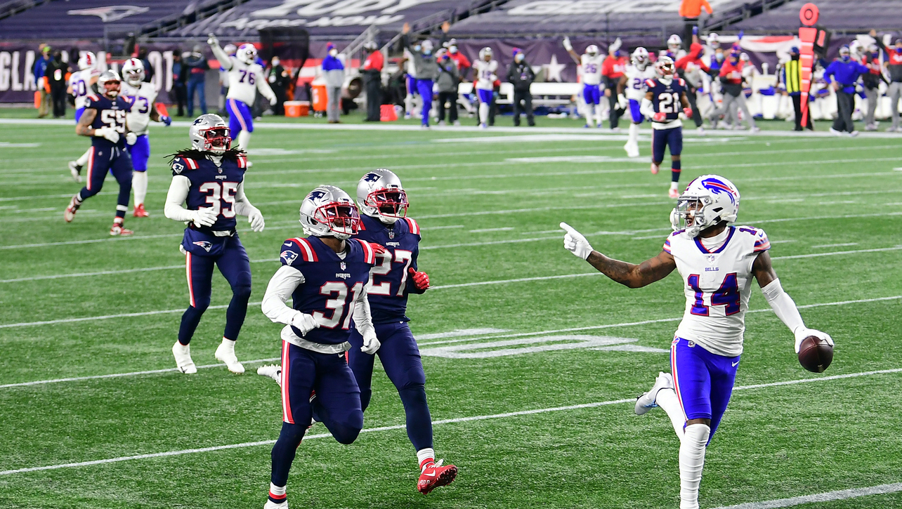 <p>There were three touchdown throws to Stefon Diggs, the NFL's leading receiver, including one where two players whiffed on tackling him near the goal line. There was a 50-yard catch-and-run touchdown from Diggs that featured the potential No. 1 corner in New England next season, J.C. Jackson, getting left behind on a long-developing crossing route. There was a touchdown throw to a tight end who looks more like a tackle, and there was a 27-yard floater lofted to that same mammoth blocker, Lee Smith, who entered the league as a Patriots draft pick in 2011.</p>
<p>Allen put on a show, averaging 8.9 yards per attempt, completing 27 of his 36 attempts for 320 yards and four touchdowns. His 138.7 quarterback rating in the game ranked the performance as one of the best ever against a Belichick-coached defense, and this unit was at the scene of the crime for many of Allen's biggest plays. </p>
<p> </p>
<h5><a data-timestamp="1609257033" href="https://www.nbcsports.com/boston/patriots/2020-nfl-power-rankings-week-17-trip-playoffs-line-several-teams?int">NFL Power Rankings: Where teams stack up entering Week 17</a></h5>