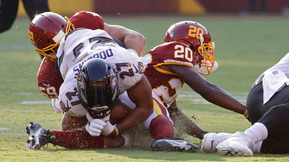 Ravens RB J.K. Dobbins to undergo tests Sunday after exiting win vs.  Washington with knee injury