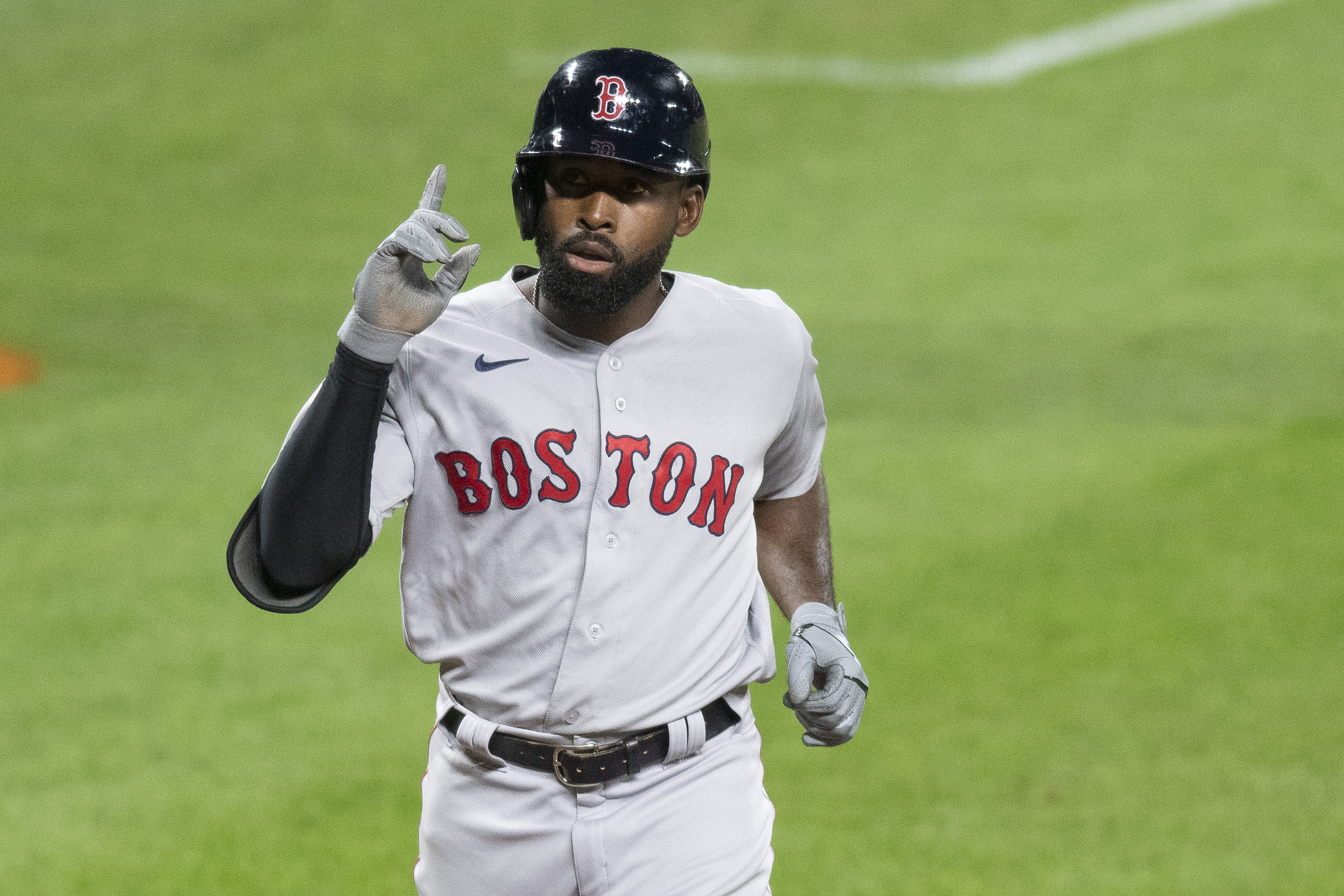 <p>It seems each season rumors swirl about a potential Jackie Bradley Jr. trade, but the chances of a deal seem even higher this time around with the Red Sox expected to be extremely active. Although JBJ once again is struggling at the plate, he does have an ALCS MVP under his belt and his defense speaks for itself.</p>
<p>Boston may just have to pitch in some money to make the trade happen, as Bradley is owed $11 million.</p>
<p> </p>
<p> </p>
<p> </p>
<p> </p>
<p> </p>
<p> </p>
<p> </p>
<p> </p>