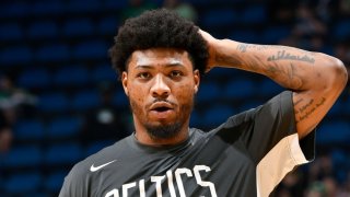 ORLANDO, FL – JANUARY 24: Marcus Smart #36 of the Boston Celtics looks on prior to a game against the Orlando Magic on January 24, 2020 at Amway Center in Orlando, Florida. NOTE TO USER: User expressly acknowledges and agrees that, by downloading and or using this photograph, User is consenting to the terms and conditions of the Getty Images License Agreement. Mandatory Copyright Notice: Copyright 2020 NBAE (Photo by Fernando Medina/NBAE via Getty Images)