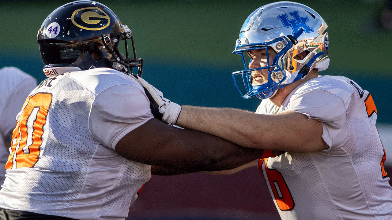 <p><strong>Height, weight</strong>: 6-foot-2, 330 pounds</p>
<p>Moore checked in as a large-bodied interior lineman at his pro day workout, but he was listed at Grambling as an Onwenu-esque 350 pounds last season. He's not the most fleet of foot from this group (8.06-second three-cone drill), but he's not a bad athlete (5.13-second 40), particularly for someone with his frame. Plus, he showed up in Mobile, Ala. and was named the best offensive lineman for the American Team during the week of the Senior Bowl. Might be be worth a late Day 2 or Day 3 selection?</p>