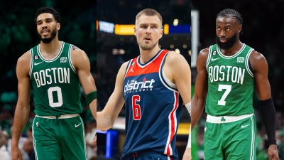 Kristaps Porzingis, Jayson Tatum & Jaylen Brown Big 3 Boston T