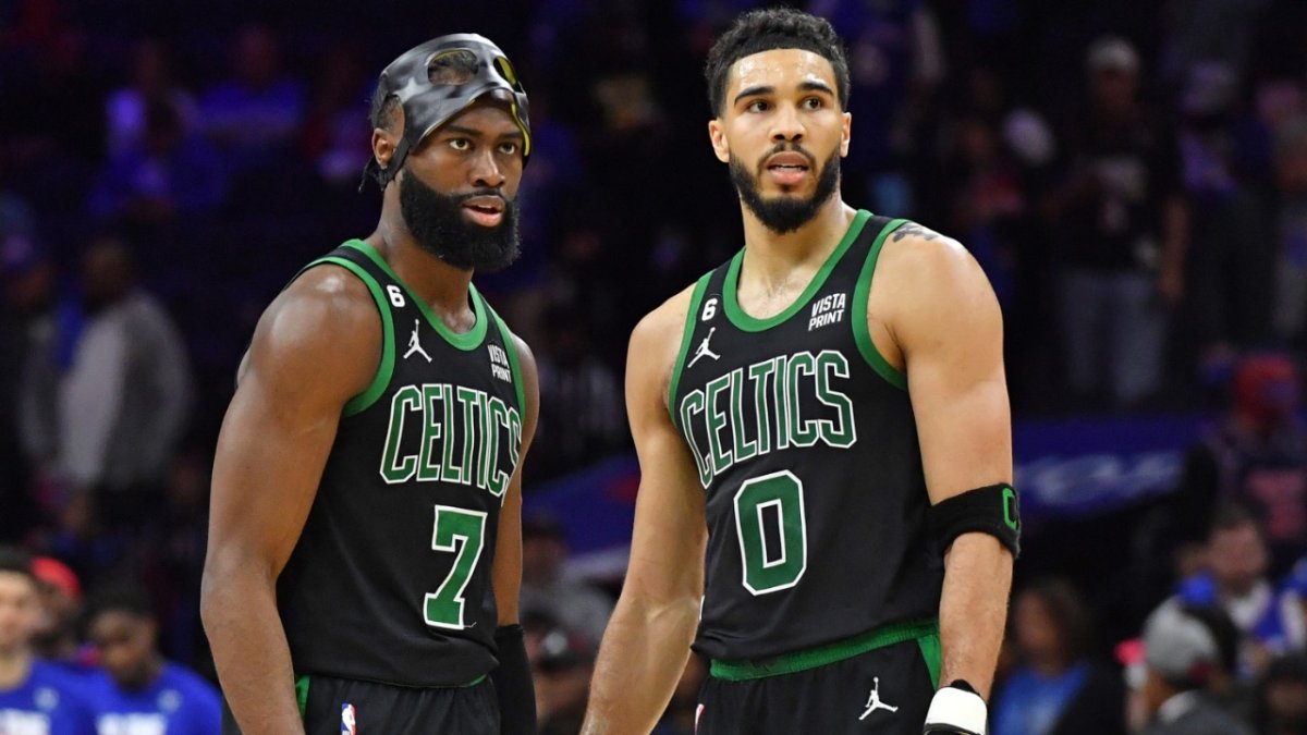 Boston Celtics Jaylen Brown Jayson Tatum Marcus Smart and Derrick