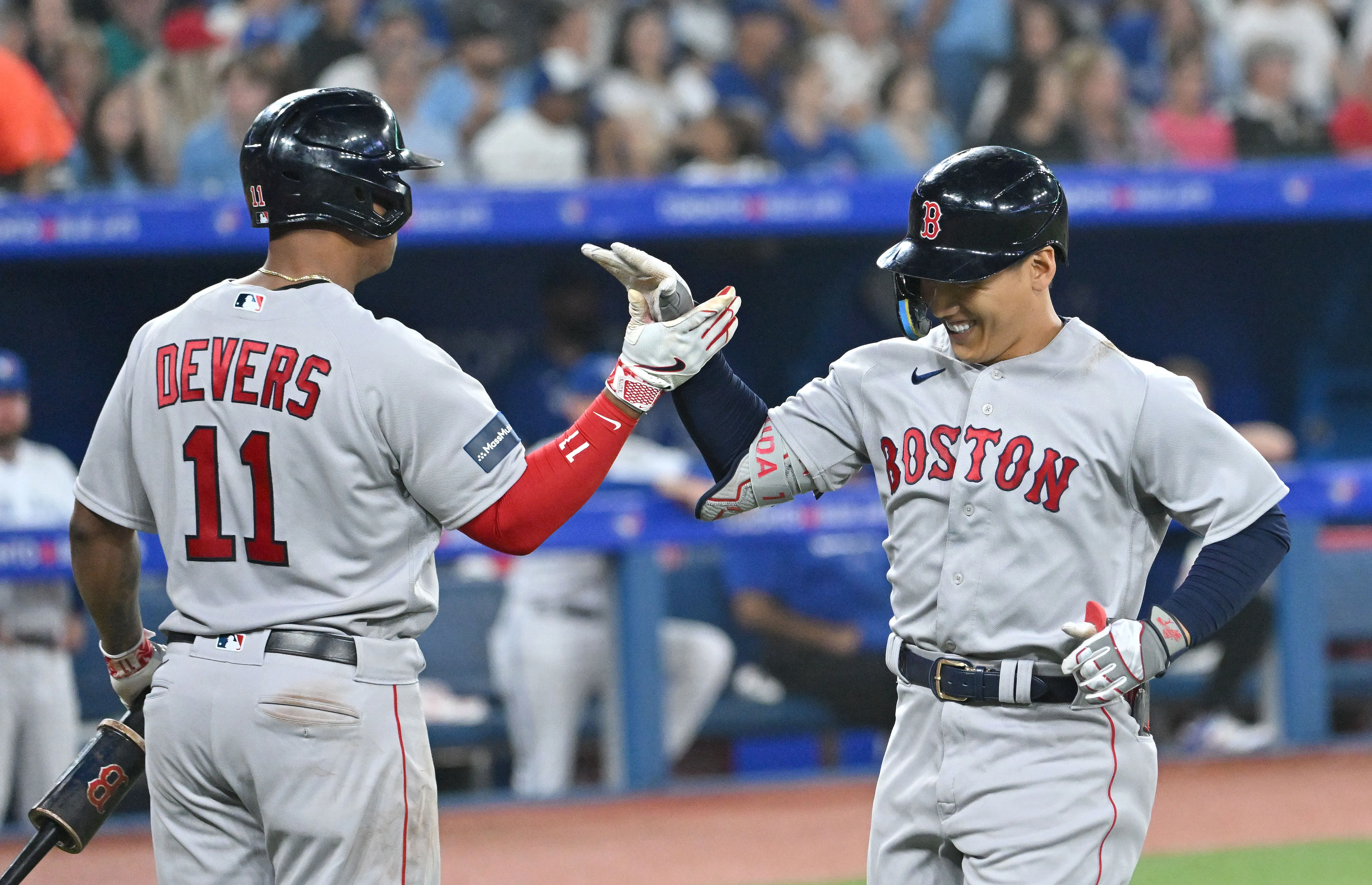 Red Sox teammates Rafael Devers and Masataka Yoshida