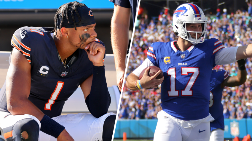 Justin Fields and the Bears fell to 0-4 on Sunday, while Josh Allen and the Bills improved to 3-1.