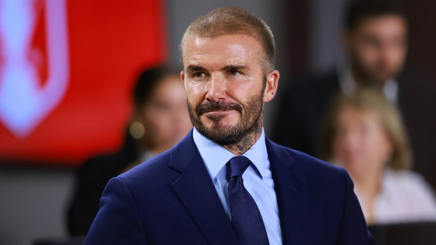 Inter Miami Co-owner David Beckham looks on prior to the match against the Houston Dynamo during the 2023 U.S. Open Cup Final at DRV PNK Stadium on Sept. 27, 2023 in Fort Lauderdale, Fla.