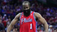 James Harden celebrates