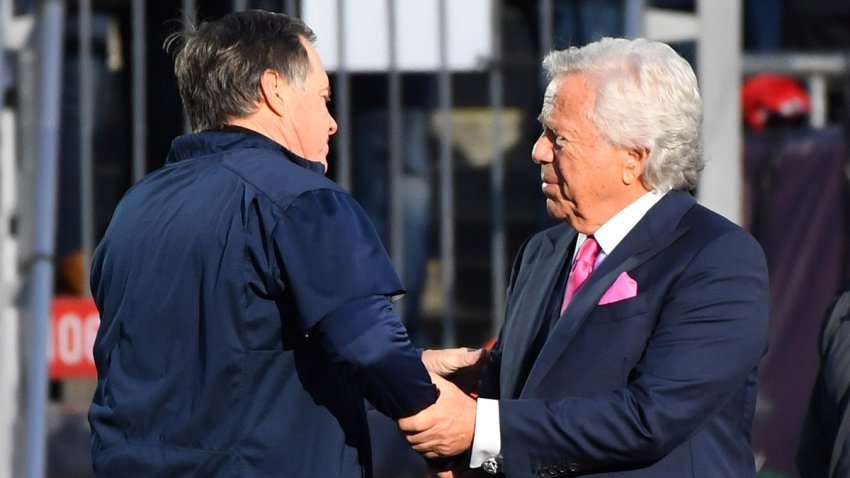 Patriots head coach Bill Belichick and team owner Robert Kraft