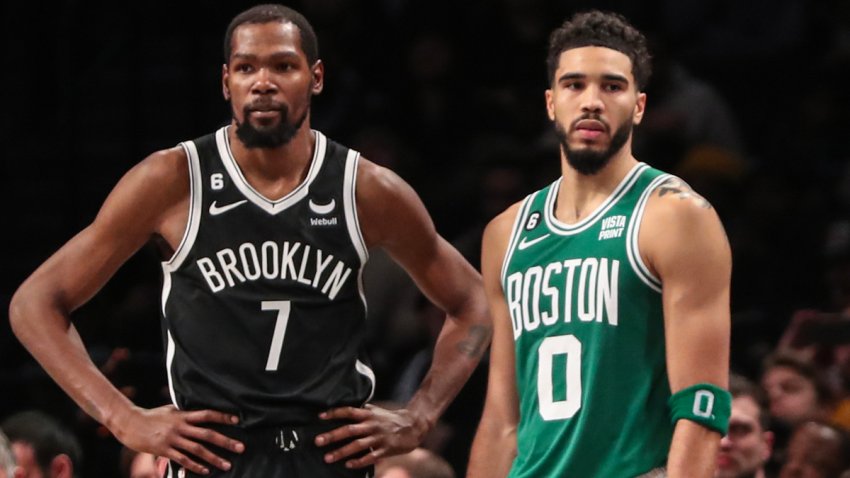 Nets forward Kevin Durant and Celtics forward Jayson Tatum