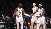 Kristaps Porzingis, Jaylen Brown, Jrue Holiday