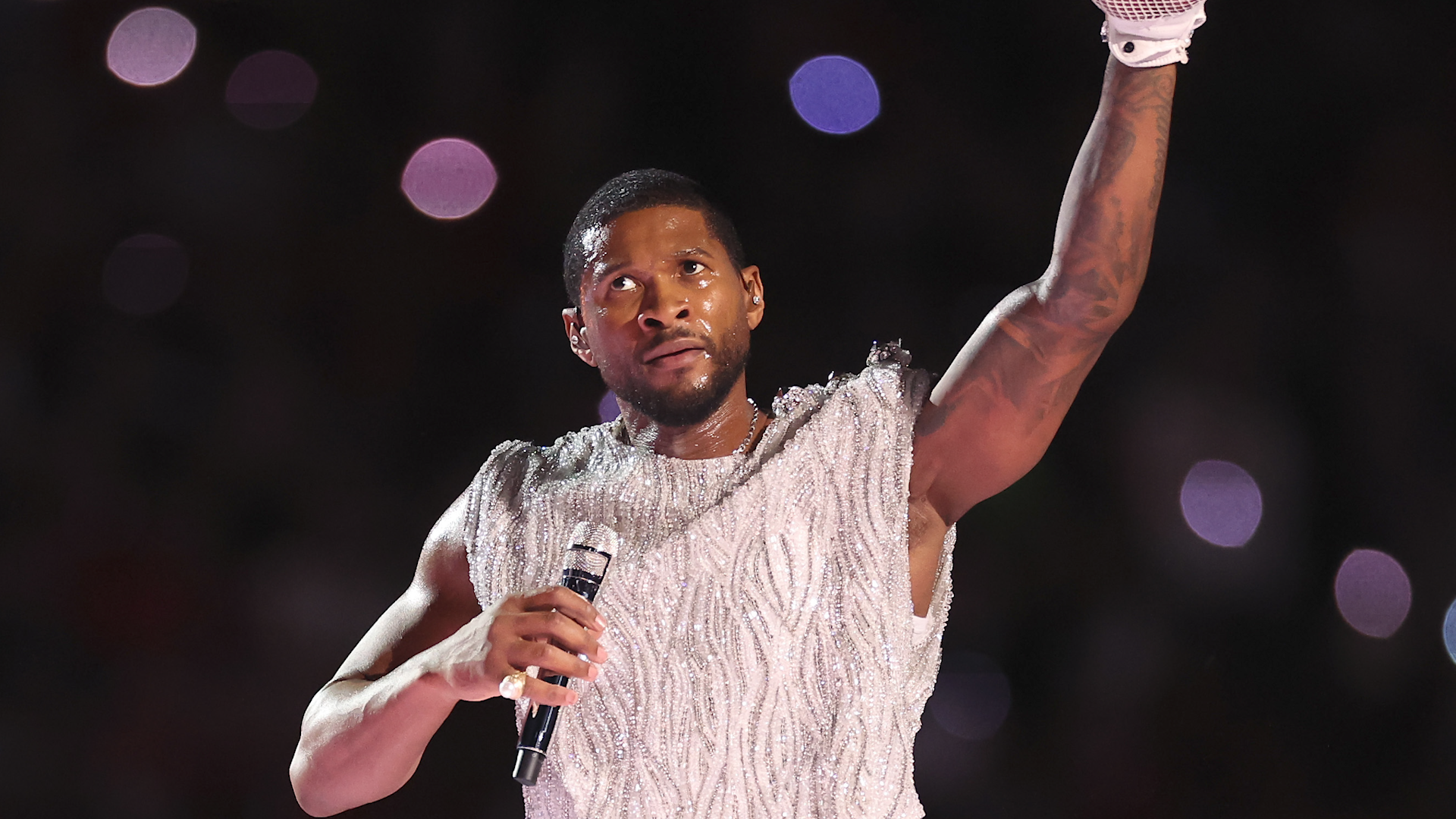 See photos from Usher's Super Bowl LVIII halftime show