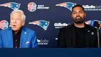 Patriots owner Robert Kraft and head coach Jerod Mayo