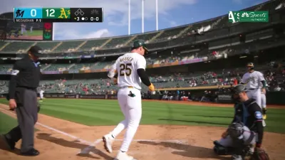 A's break game open in third vs. Marlins with three homers, 10 runs