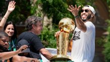 Boston Celtics' Jayson Tatum and Celtics owner Wyc Grousbeck