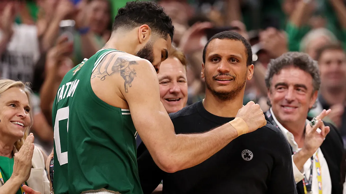 Celtics forward Jayson Tatum and head coach Joe Mazzulla