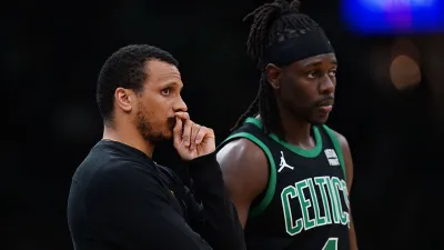 Celtics head coach Joe Mazzulla and guard Jrue Holiday