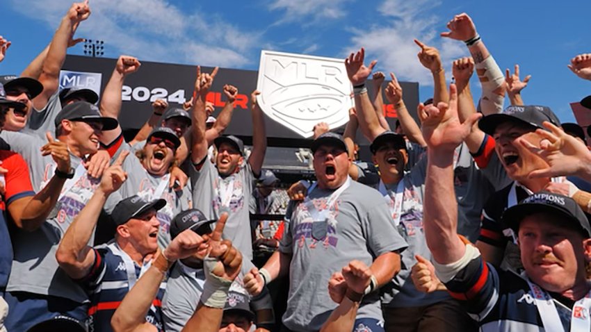 The New England Free Jacks celebrate their Major League Rugby championship.