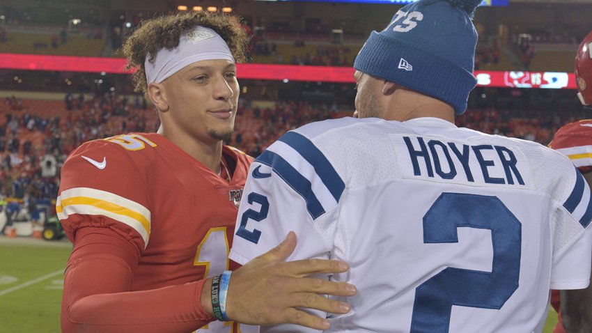 Chiefs quarterback Patrick Mahomes and Colts quarterback Brian Hoyer