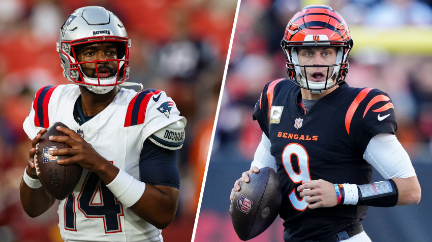 Split image of Jacoby Brissett and Joe Burrow