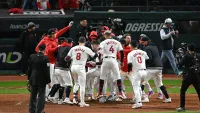 Guardians players celebrate Game 3 ALCS win