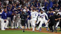 Dodgers celebrate walk-off Game 1 win