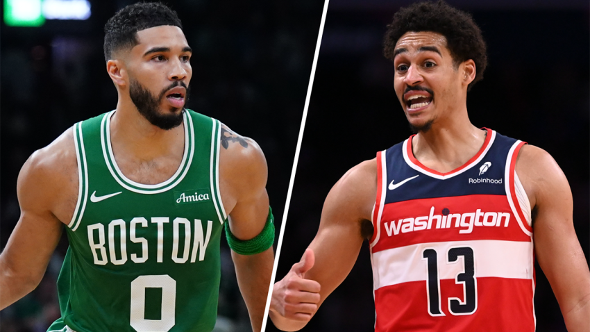 Celtics forward Jayson Tatum and Wizards guard Jordan Poole