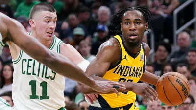 Celtics guard Payton Pritchard and Pacers guard Aaron Nesmith