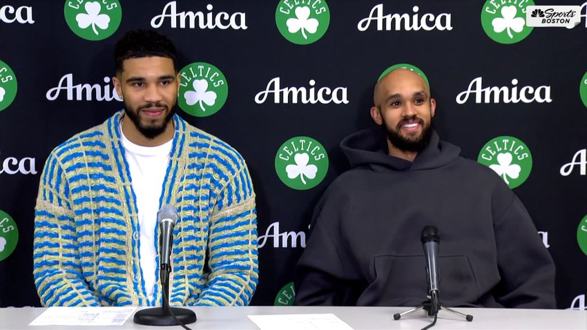Celtics teammates Jayson Tatum and Derrick White