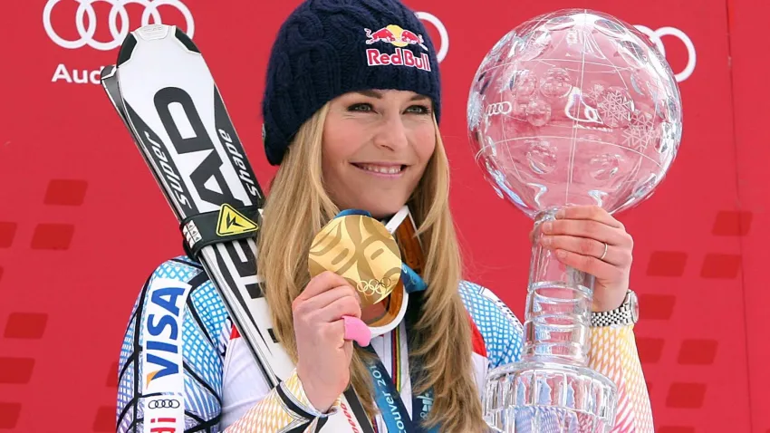 Lindsey Vonn with a medal