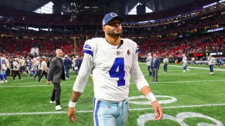 ATLANTA, GEORGIA – NOVEMBER 03: Dak Prescott #4 of the Dallas Cowboys walks off the field after a loss to the Atlanta Falcons at Mercedes-Benz Stadium on November 03, 2024 in Atlanta, Georgia. (Photo by Kevin C. Cox/Getty Images)