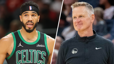 Celtics star Jayson Tatum and Warriors head coach Steve Kerr