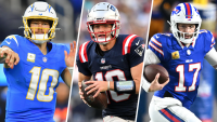 Chargers quarterback Justin Herbert, Patriots quarterback Drake Maye and Bills quarterback Josh Allen