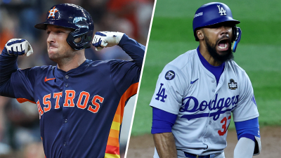 Astros third baseman Alex Bregman and Dodgers outfielder Teoscar Hernandez