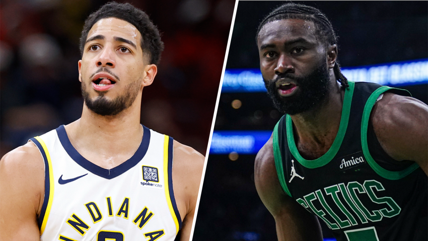 Pacers guard Tyrese Haliburton and Celtics wing Jaylen Brown