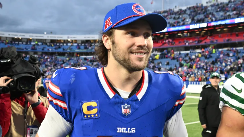 Dec 29, 2024; Orchard Park, New York, USA; Buffalo Bills quarterback Josh Allen (17) leaves the field after a game against the New York Jets at Highmark Stadium. Mandatory Credit: Mark Konezny-Imagn Images