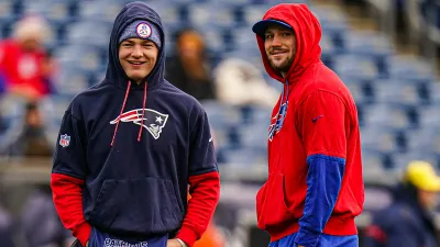Patriots quarterback Drake Maye and Josh Allen