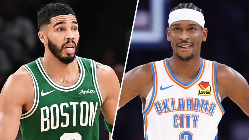 Celtics forward Jayson Tatum and Thunder guard Shai Gilgeous-Alexander